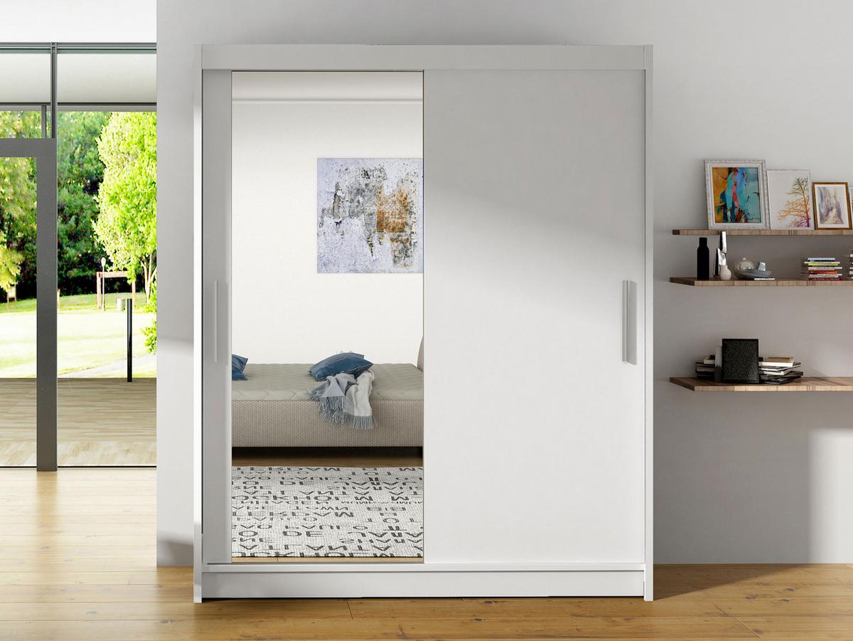 SCHWEBETÜRENSCHRANK Westa VI - Silberfarben/Weiß, Holzwerkstoff/Metall (150/200/58cm) - MIRJAN24