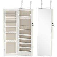 SCHMUCKSCHRANK MDF Glasspiegel Cremeweiß - Weiß, Holzwerkstoff (10/120/37cm) - HOMCOM