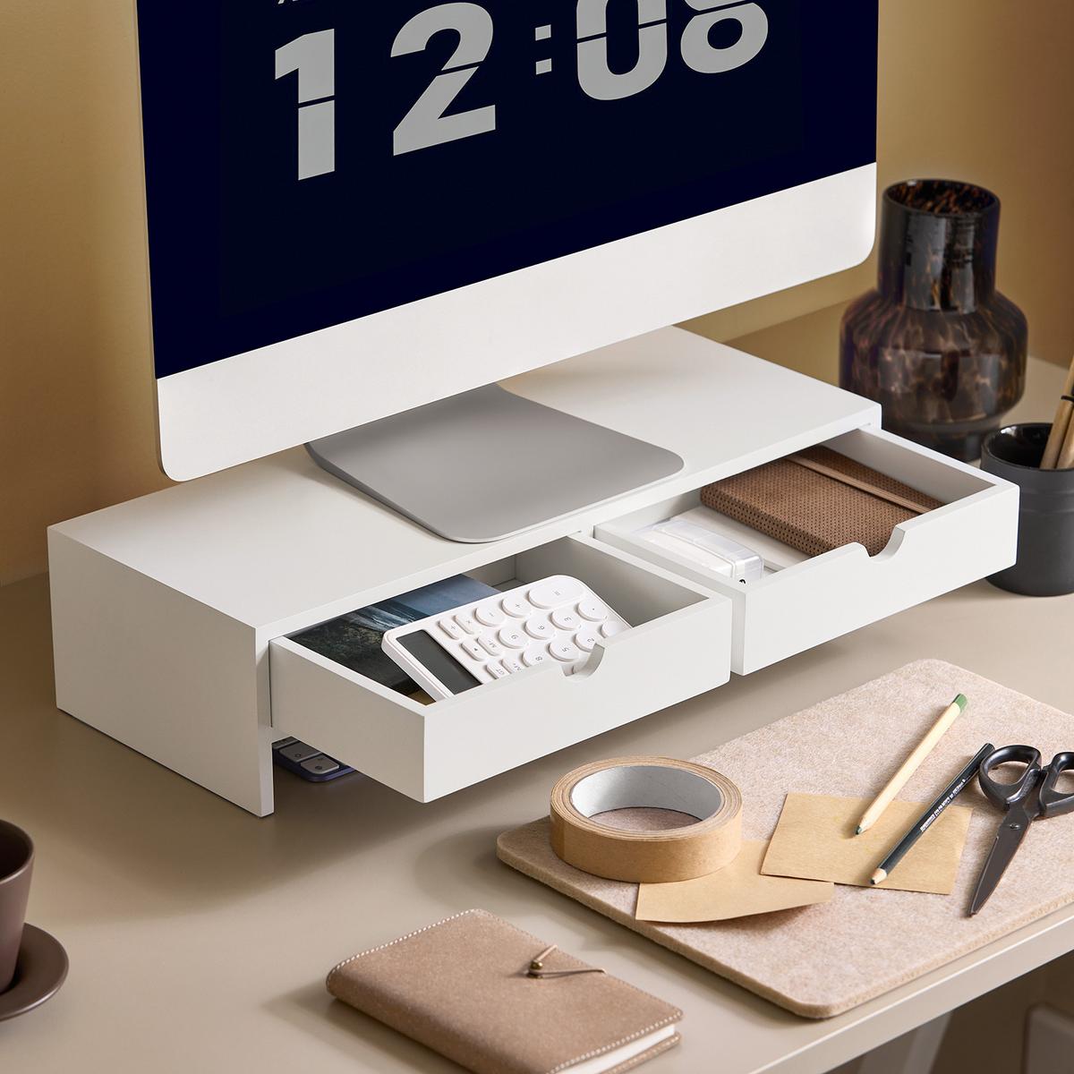 MONITORSTÄNDER Weiß - Weiß, Holzwerkstoff (18/47/11cm) - SoBuy