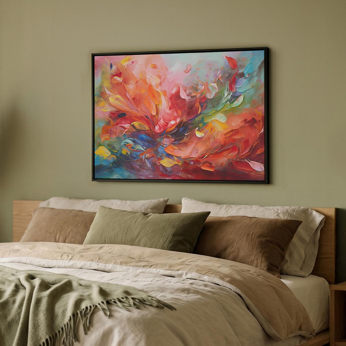 LEINWAND Bilder mit Rahmen - Ölgemälde - Kunst - Abstrakt - Farbenfroh - 80x60 - Altrosa, Textil (80/60cm) - MuchoWow