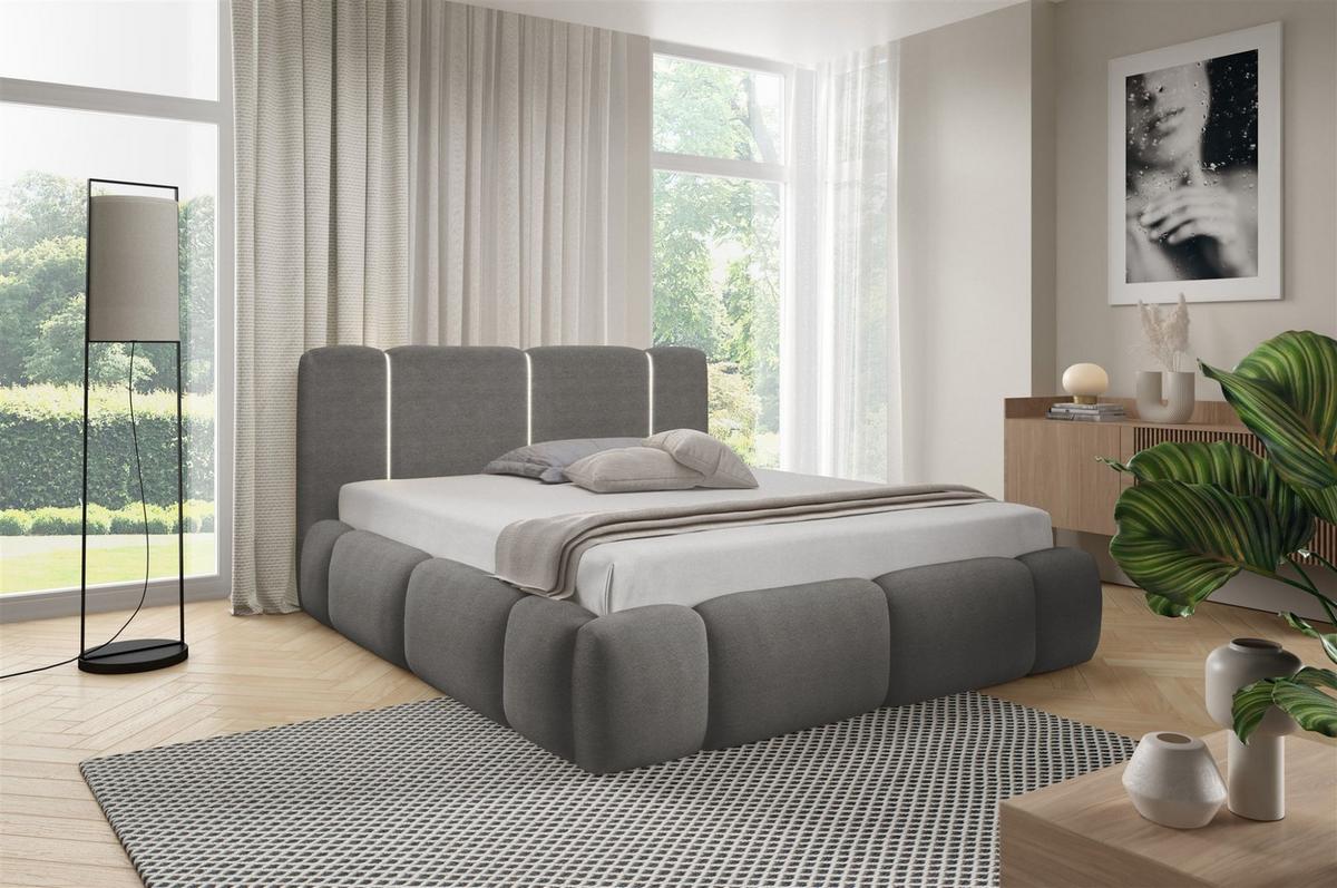 POLSTERBETT Springs - Grau, Holzwerkstoff/Textil (120/200cm) - Fun Möbel