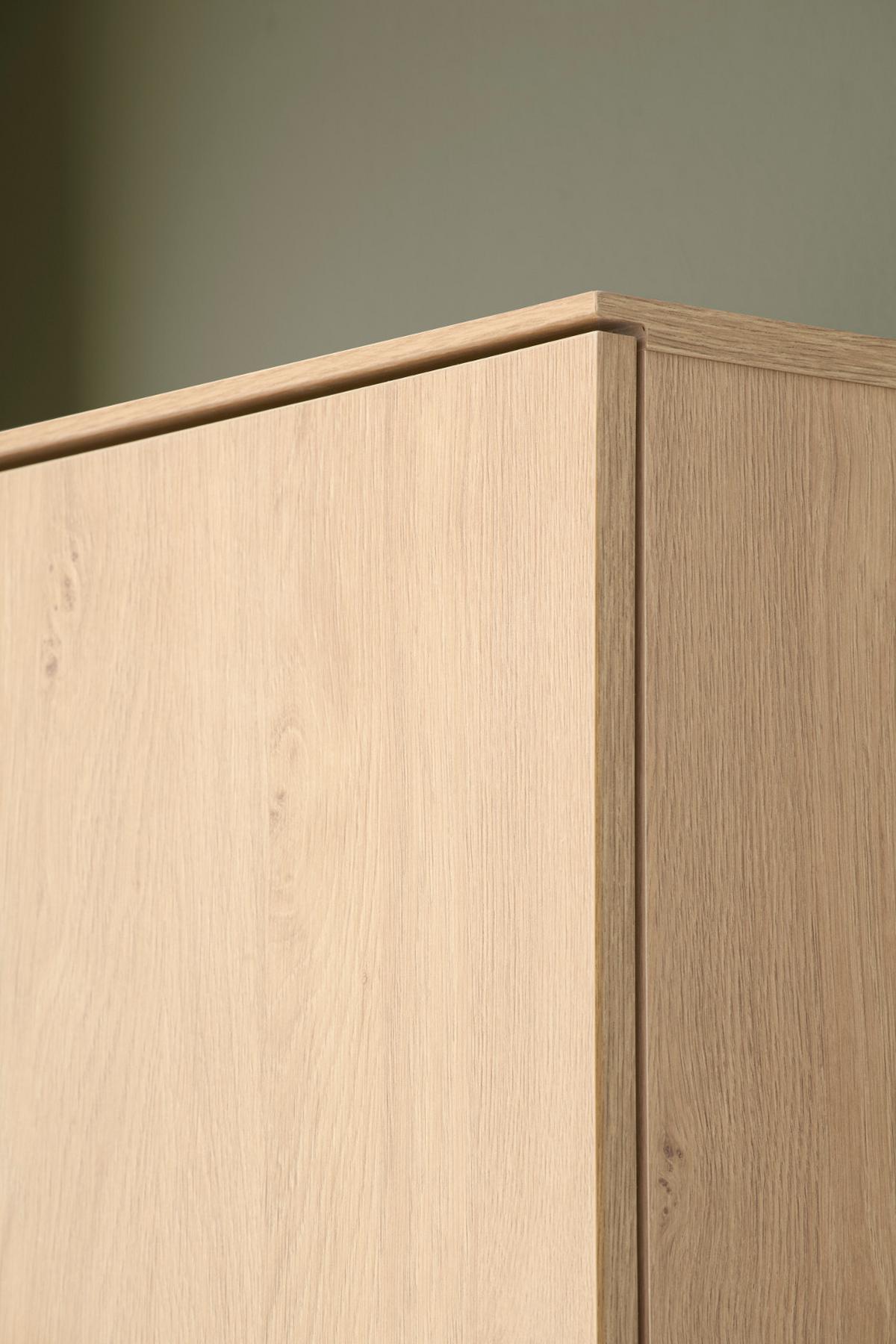 GARDEROBENSCHRANK Stone Eiche 58 x 200 cm, großer Schuhschrank mit Push-to-Open - Eichefarben/Schwarz, Holzwerkstoff/Metall (58/200/40cm) - Furn.Design
