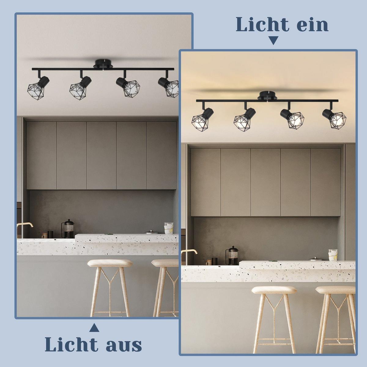 DECKENSTRAHLER Chloris 4-flammig 71/10/20 cm - Schwarz, Metall (71/10/20cm) - Nettlife