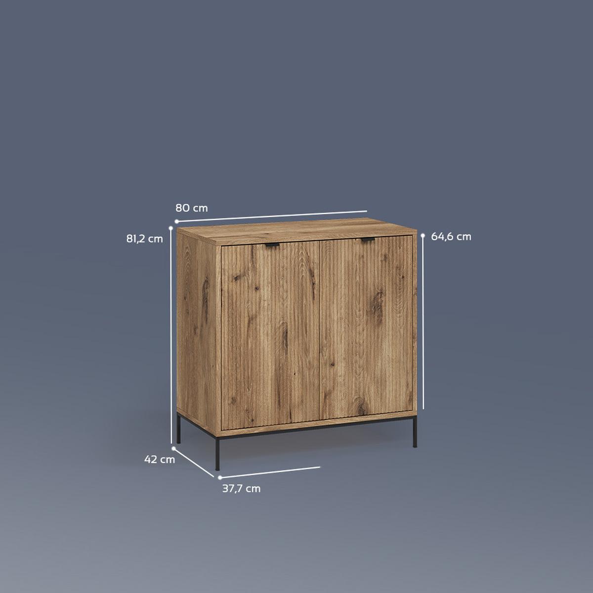 KOMMODE Aterno Viking Oak mit 2 Türen - Eichefarben, Holzwerkstoff (42/81.2/80cm) - Livinity®