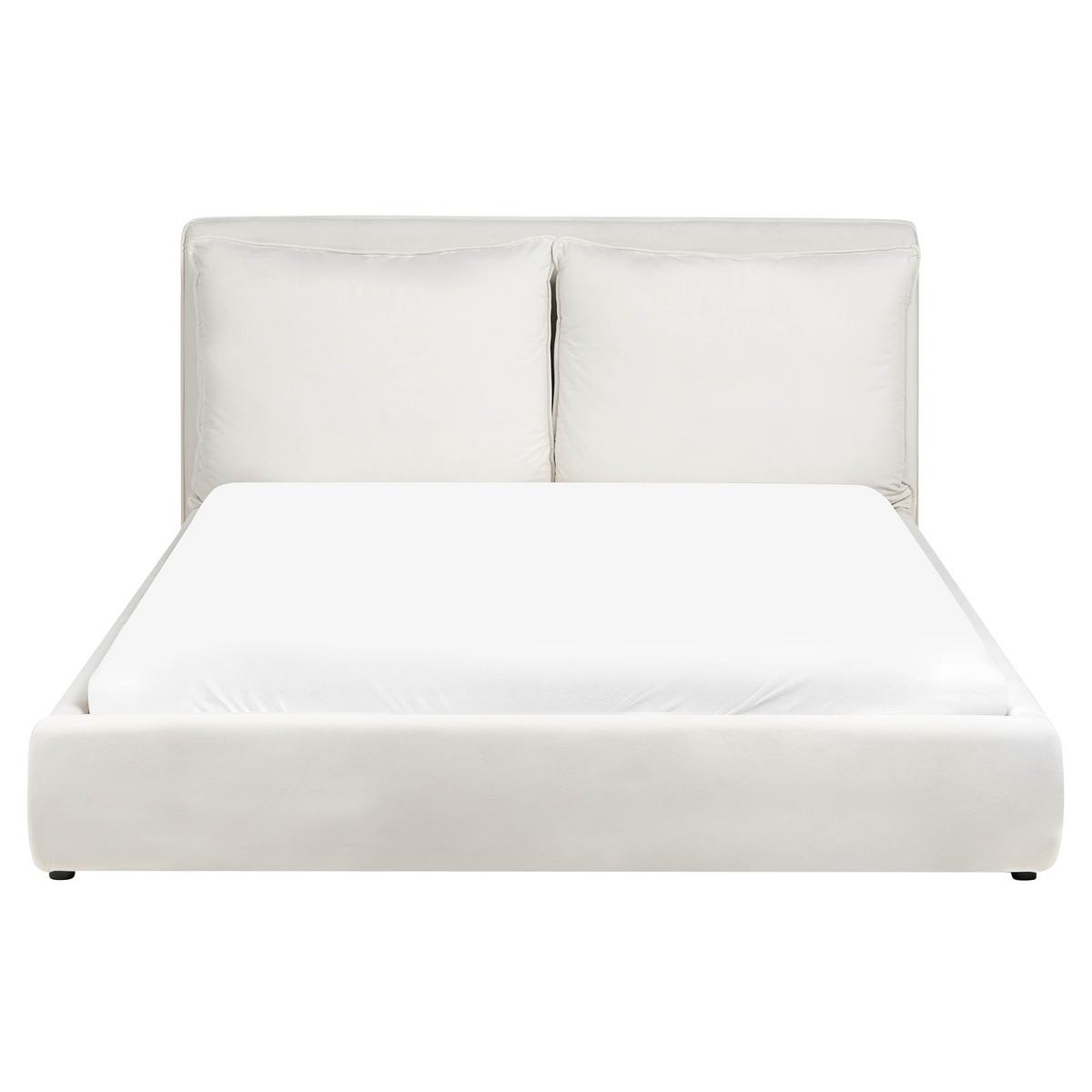 BETT mit Lattenrost 160/200 cm Cremeweiß Bajonna - Schwarz/Weiß, Textil (160/200cm) - Beliani