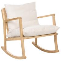 SCHAUKELSESSEL Holz Hellbraun/Hellbeige Kjevik - Beige/Braun, Textil (65/75/75cm) - Beliani