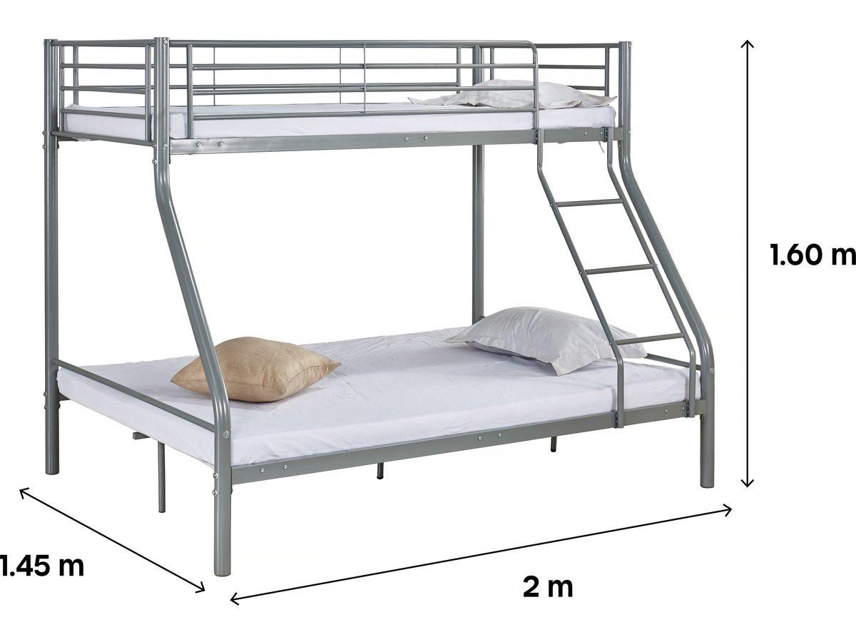 ETAGENBETT leo Grau - Grau, Metall (190/140cm) - Habitat Garten