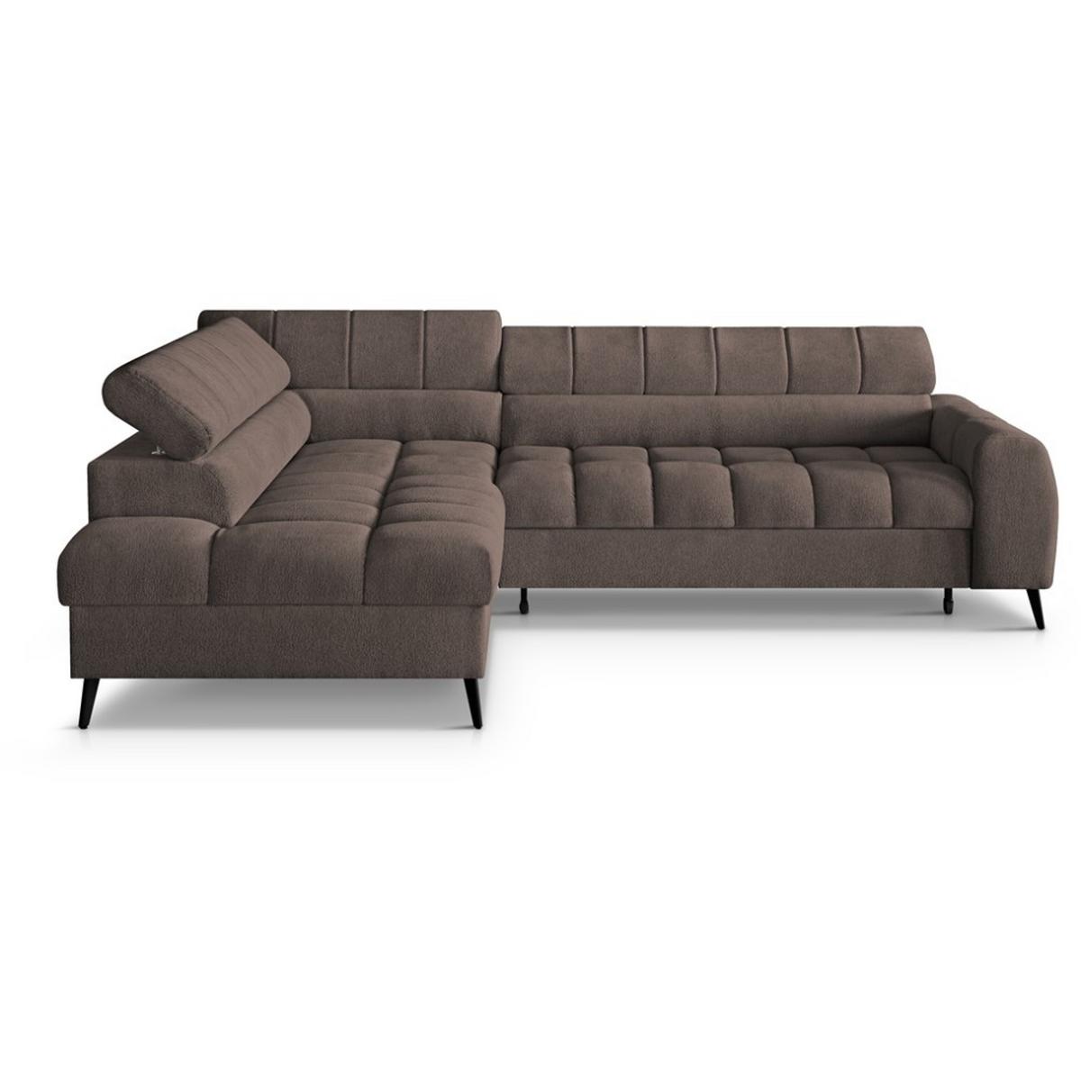 ECKSCHLAFSOFA Vinni Braun, Chenille-Stoff, links - Braun, Textil (265/205cm) - Beautysofa
