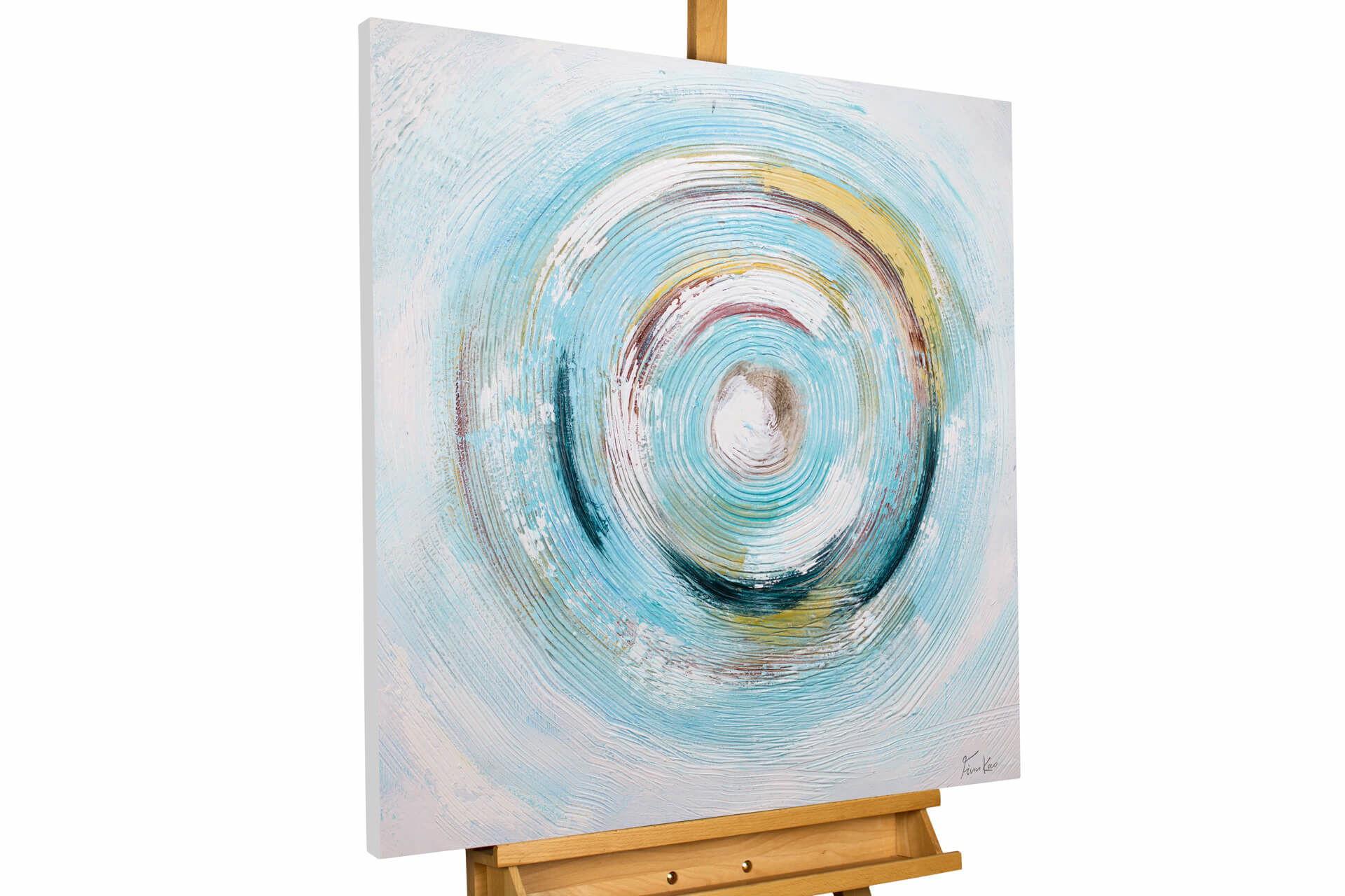 ACRYLBILD HANDGEMALT 80/80 cm - Blau/Weiß, Holz/Textil (80/80cm) - KUNSTLOFT