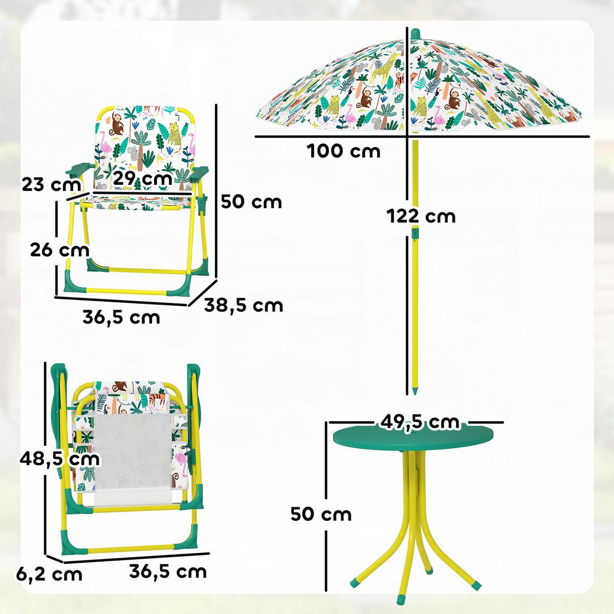 KINDER-GARTENMÖBEL Stahl Kunststoff Grün - Grün, Textil/Metall - AIYAPLAY