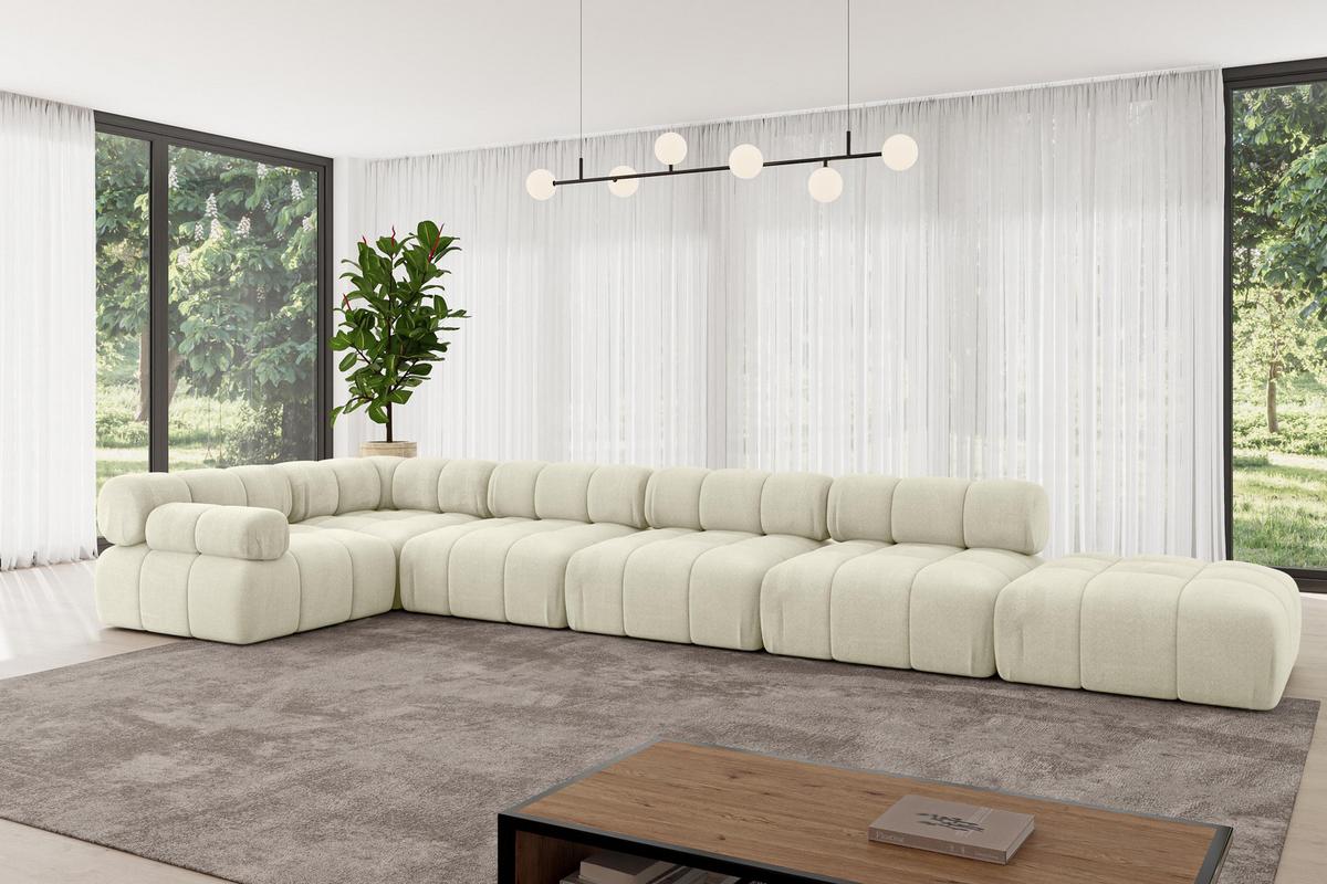 ECKSOFA modulares Sofa Felto-L3 - 475x190x70 cm Beige Velours - Beige, Holzwerkstoff/Textil (475/190cm) - ALTDECOR