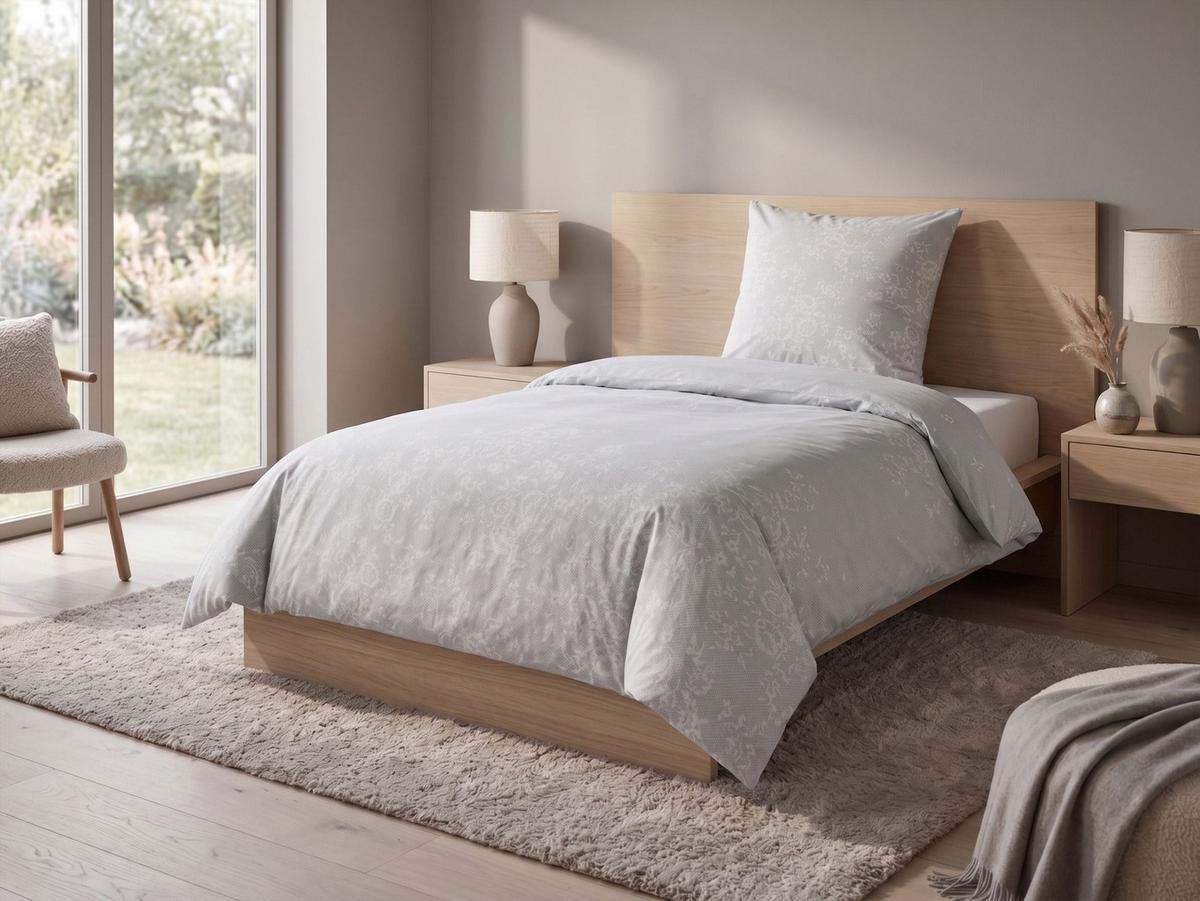 BETTWÄSCHE SET Morningside 135/200 cm - Grau, Textil (135/200cm) - Beliani