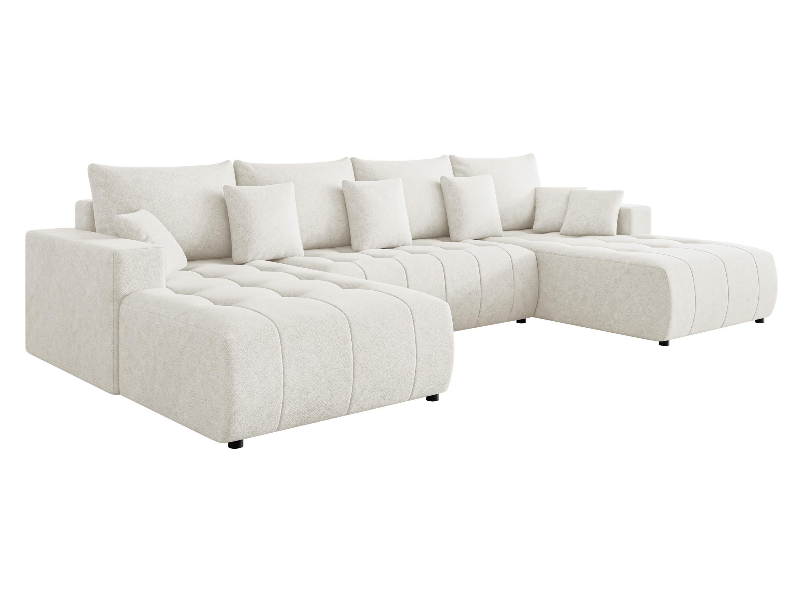 WOHNLANDSCHAFT Fabio U - Creme/Schwarz, Holz/Kunststoff (346/88/188cm) - MIRJAN24