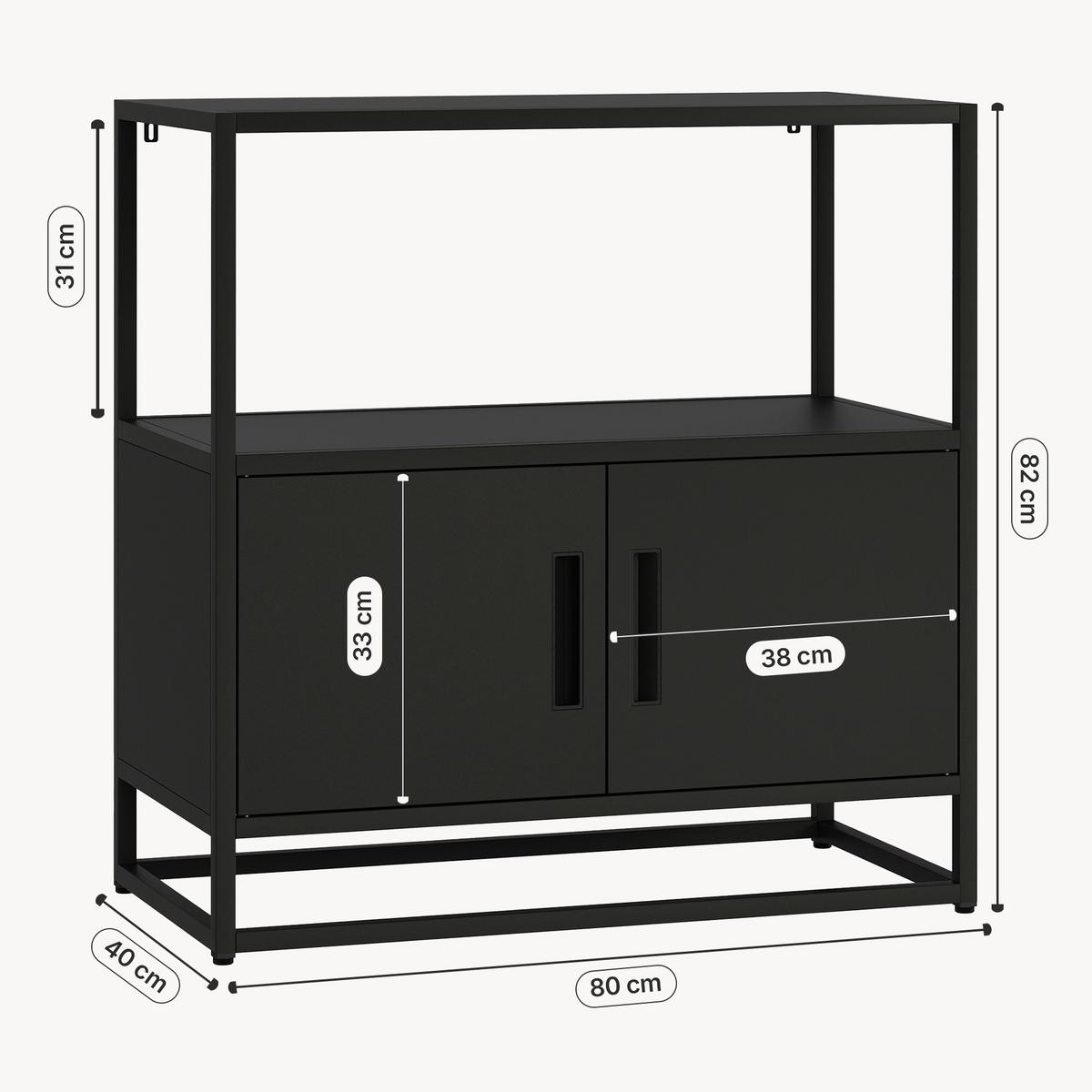 AKTENSCHRANK Hailuoto - Schwarz, Metall (80/82/40cm) - [en.casa]