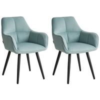 ESSZIMMERSTUHL 2er-Set Kunstleinen Hellblau Tirano - Hellblau, Textil (56/83/64cm) - Beliani