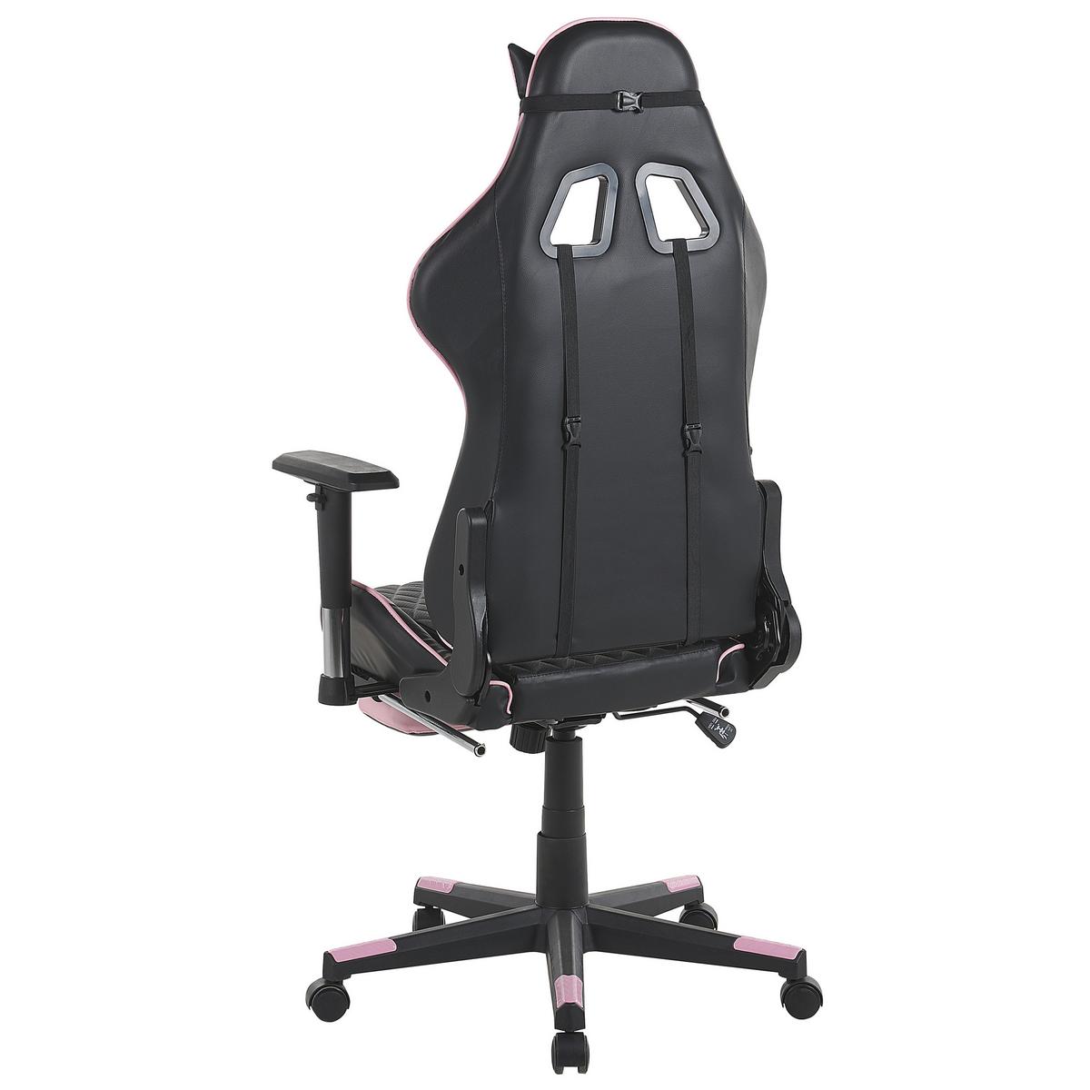 BÜROSTUHL Kunstleder Schwarz/Rosa Victory - Schwarz, Kunststoff/Textil (60/124/60cm) - Beliani