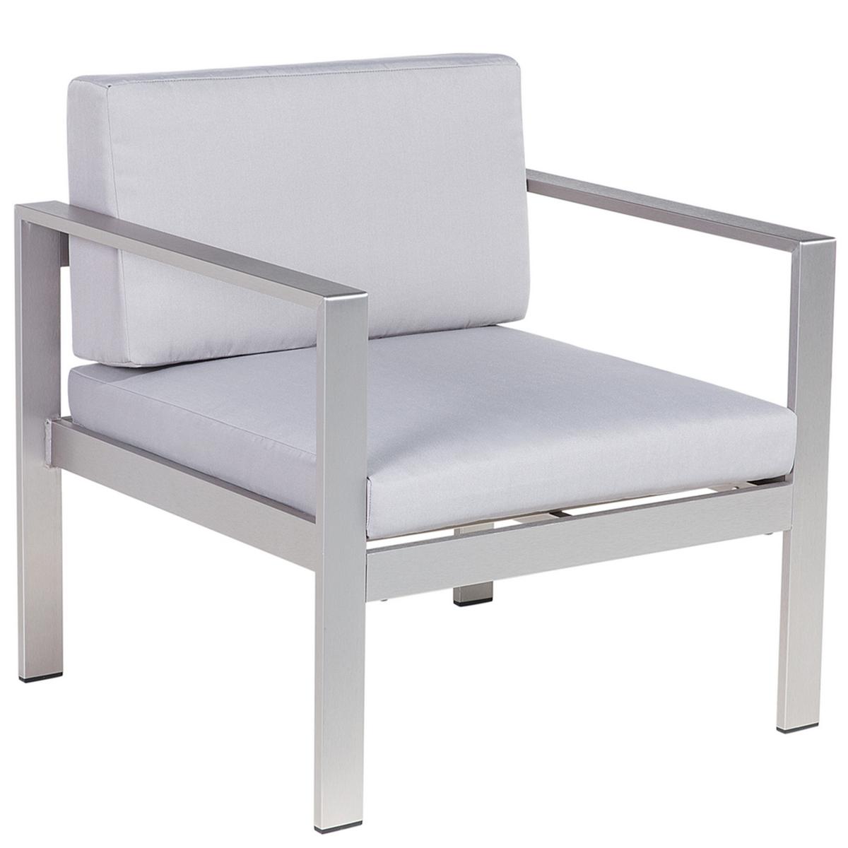 LOUNGE-SET 4-sitzer Aluminium Hellgrau Salerno - Hellgrau, Metall - Beliani