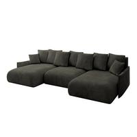 WOHNLANDSCHAFT mit Schlaffunktion und Bettkasten ONESK-U-v1 317x177x72 Schwarz Velours - Schwarz, Holzwerkstoff/Kunststoff (317/72/177cm) - ALTDECOR