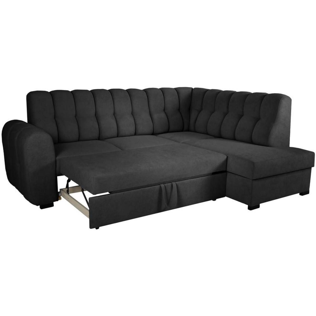 ECKSCHLAFSOFA Zoja rechts schwarz - Schwarz, Textil (261/193cm) - Beautysofa