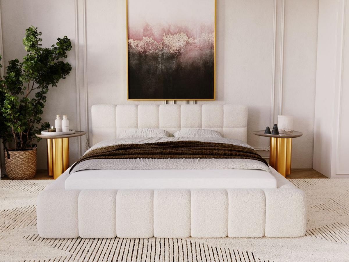 POLSTERBETT Alicante Bouclé-Stoff 180x200 Beige - Beige, Textil (180/200cm) - Graingold