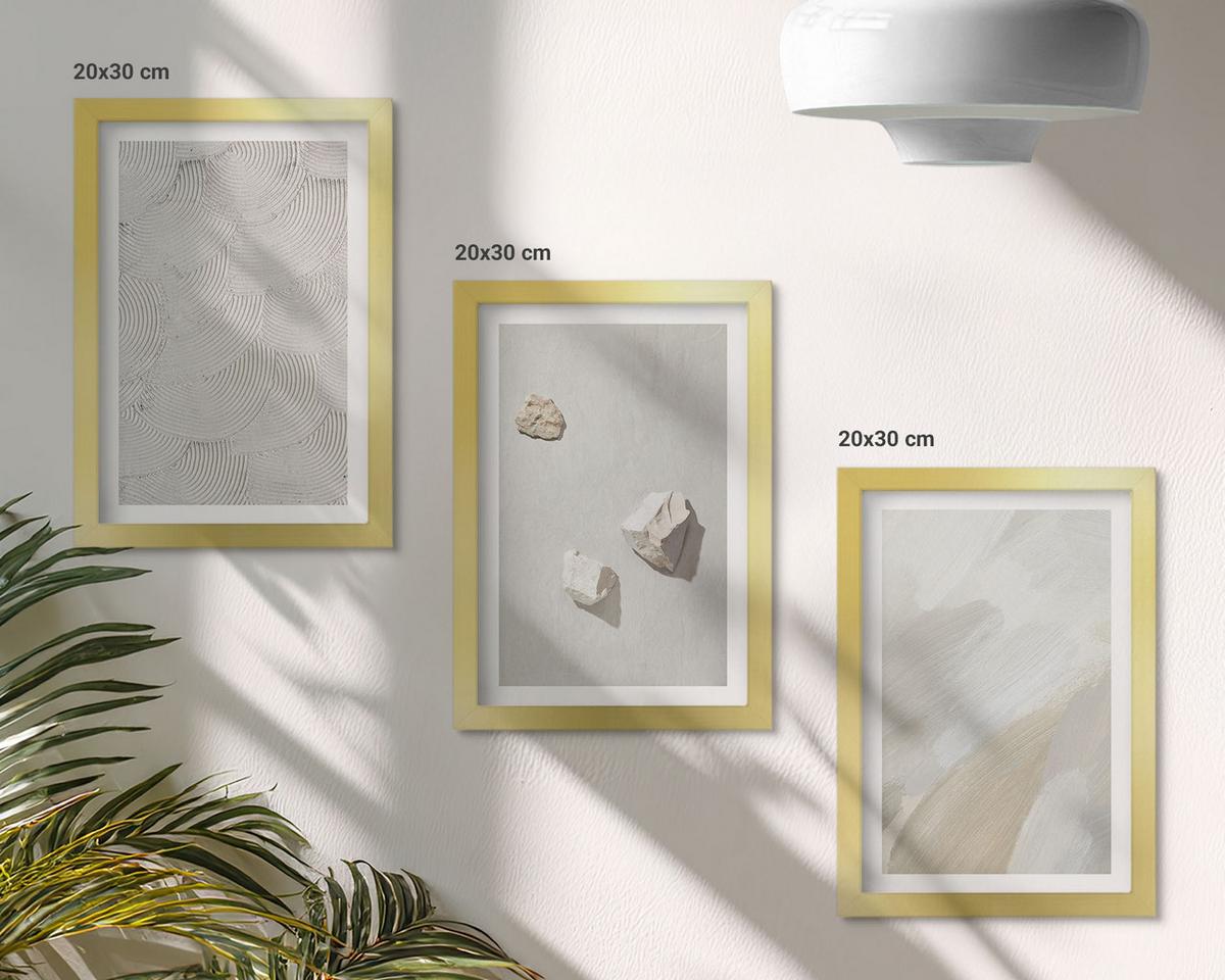 BILDER SET 3er Set - 20x30 cm Goldrahmen - Sandsteine moderne Farbe - Goldfarben, Kunststoff (20/30cm) - TULUP