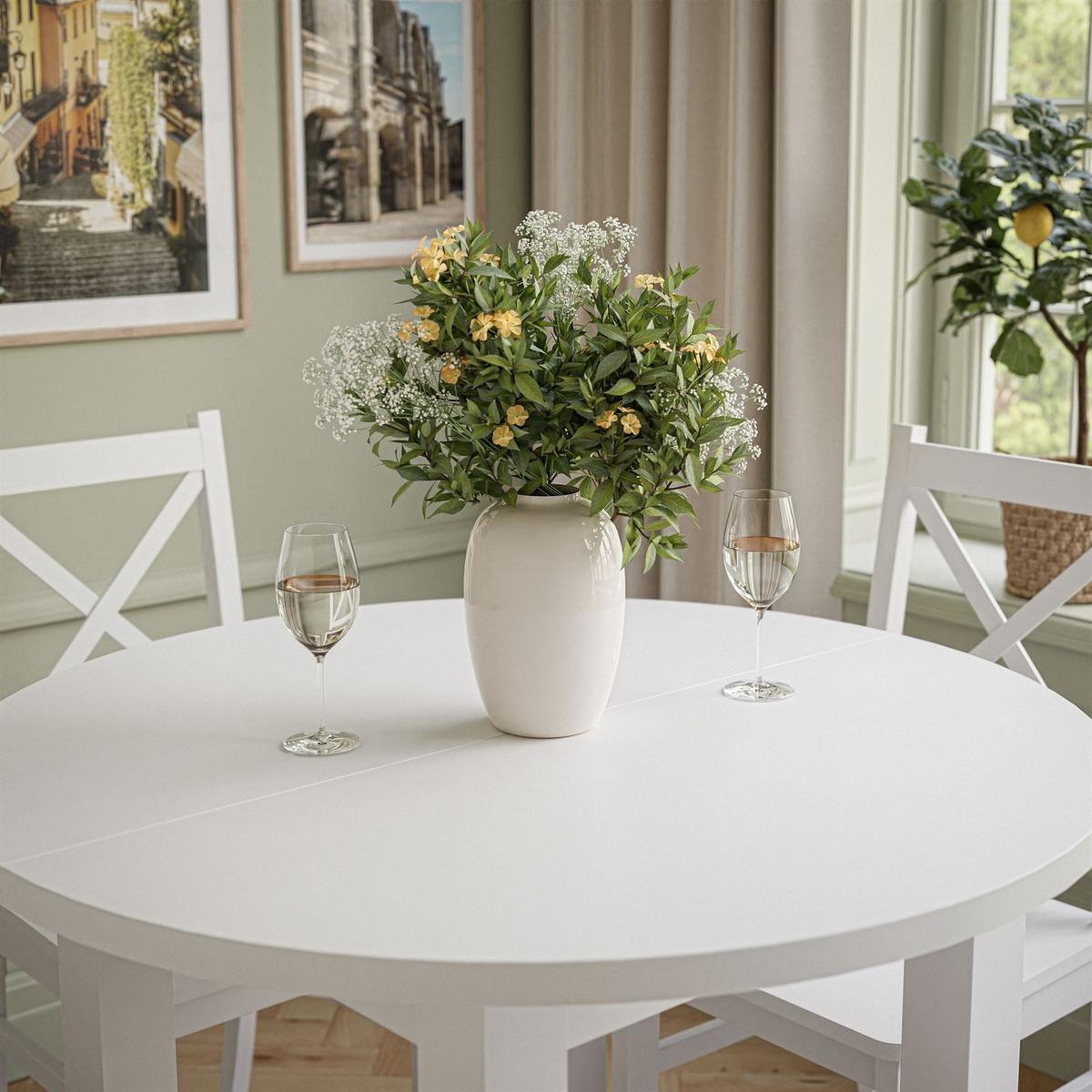 ESSZIMMERSET OLEA Tisch + 4 Stühle - Eichefarben/Weiß, Holzwerkstoff (100/77/100cm) - Lookway