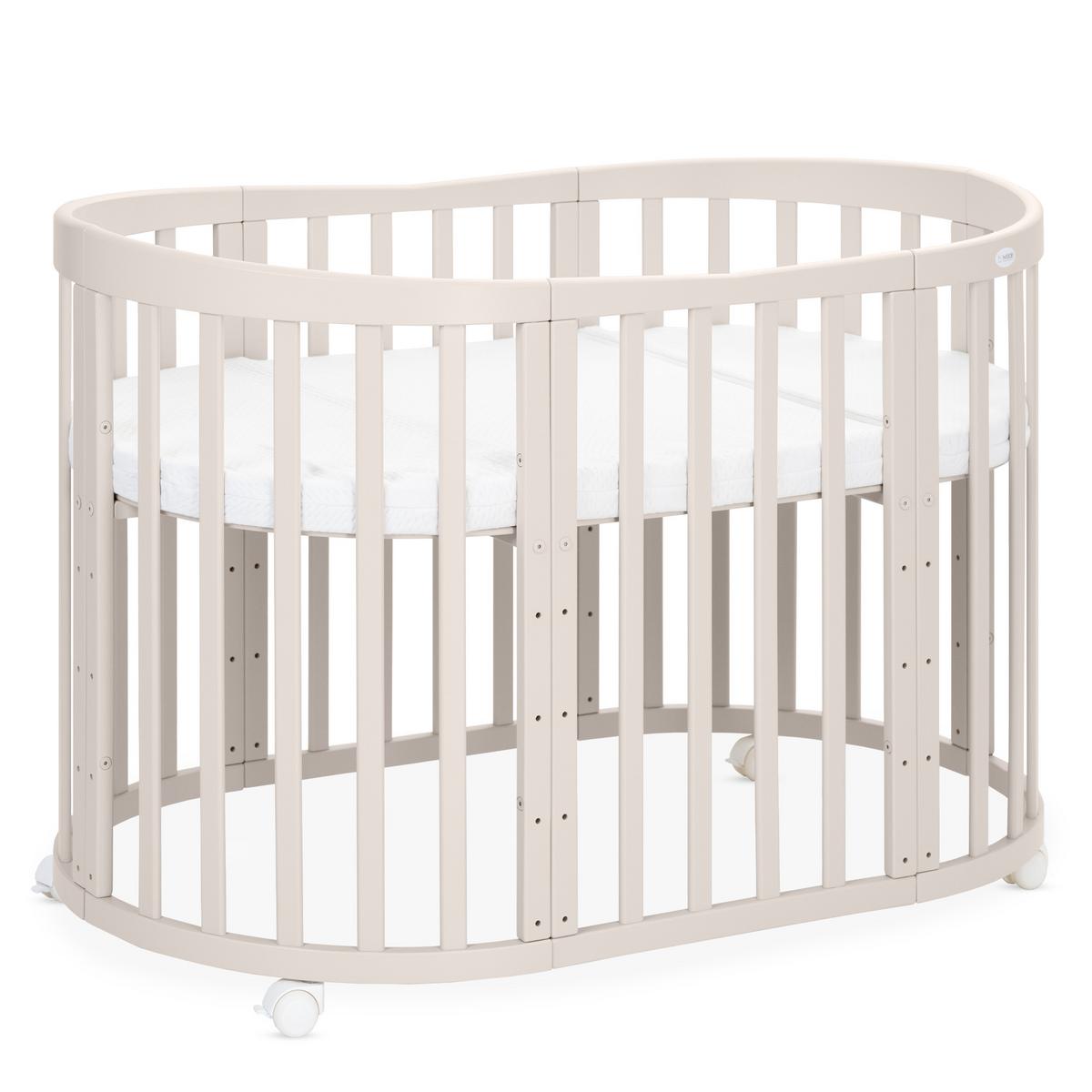 BABYBETT Kaschmir Oval 7in1 mit Matratze - Kaschmir, Holz/Textil (73/124cm) - waldin