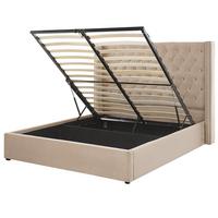 POLSTERBETT 160/200cm Beige Lubbon - Beige, Textil (160/200cm) - Beliani