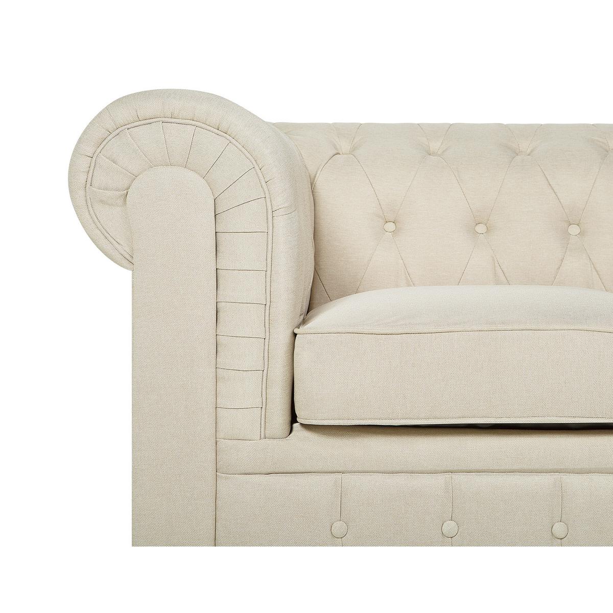 SESSEL Polsterbezug beige Chesterfield - Dunkelbraun/Beige, Textil (110/70/75cm) - Beliani