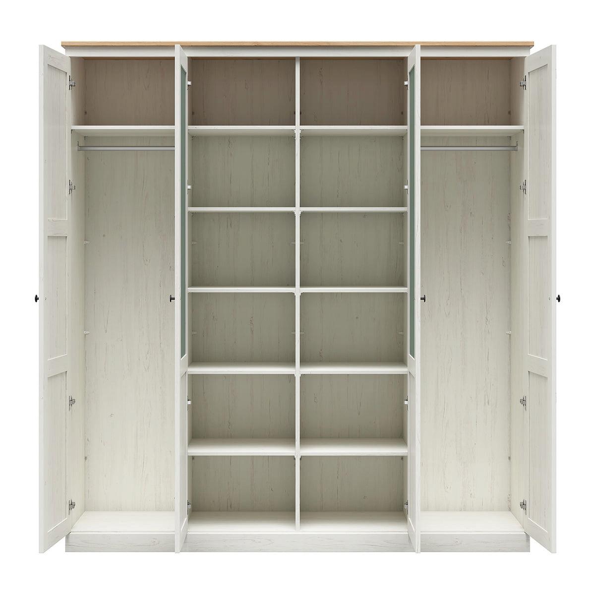 SCHRANK 4 Türen Victoria Weiß und Holz - Weiß, Holzwerkstoff (203/220/58cm) - Petits-meubles