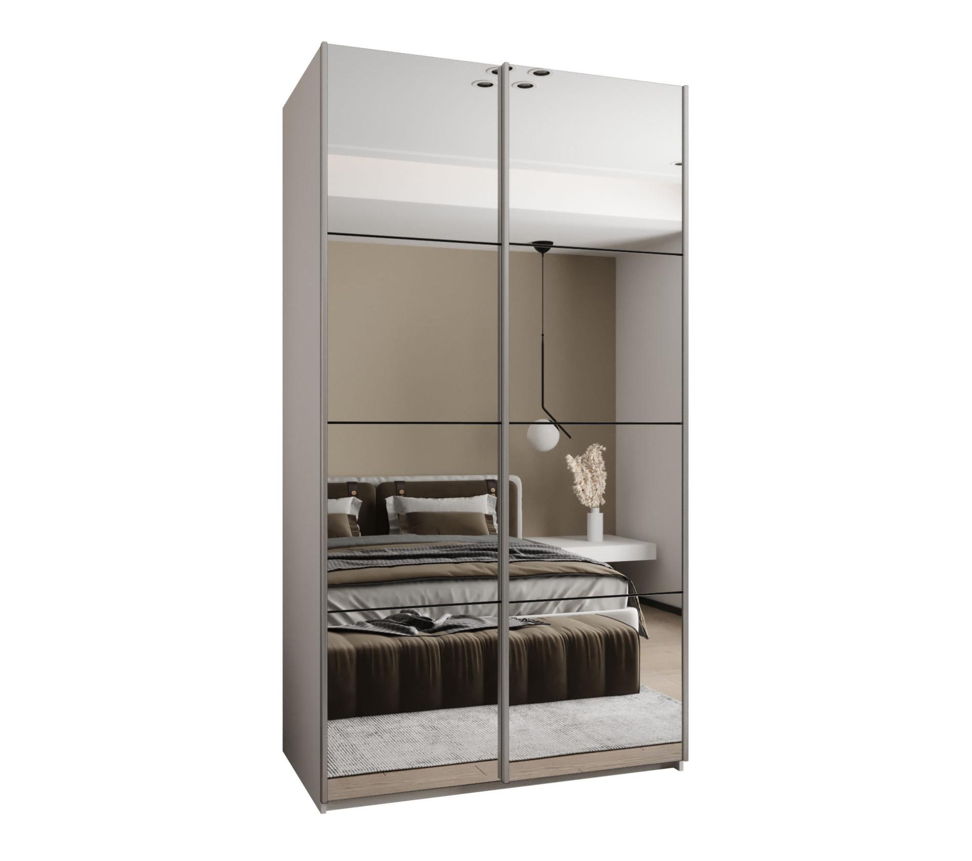 SCHWEBETÜRENSCHRANK 245,5/140/64 2-türig - Silberfarben/Schwarz, Holz/Metall (140/245/64cm) - Abiks Möbel