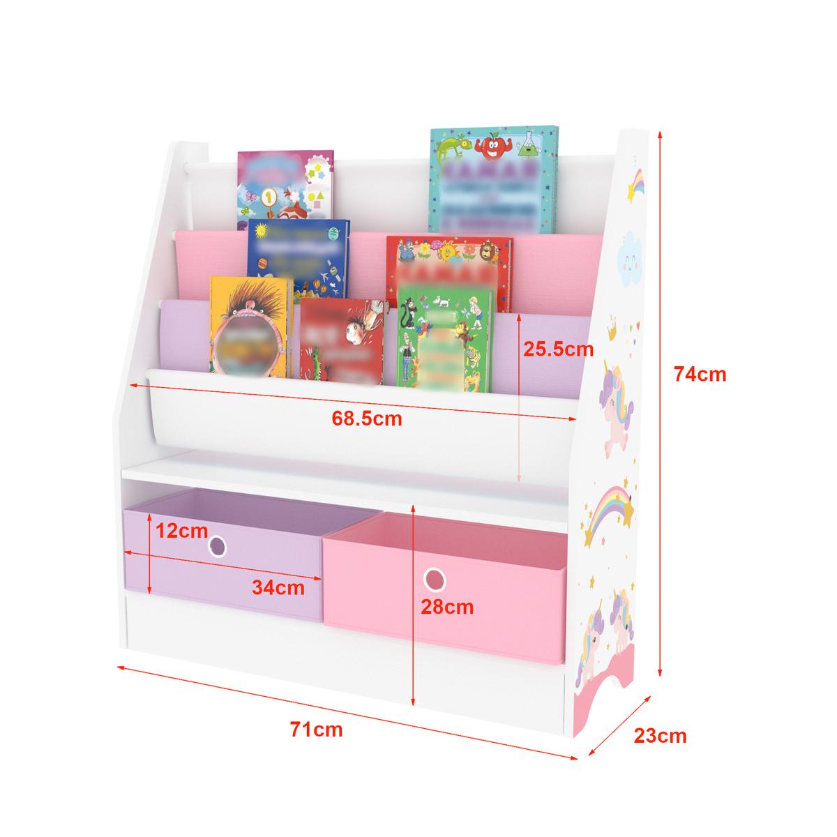 KINDERREGAL Neda - Lila/Weiß, Holzwerkstoff/Textil (71/74/23cm) - [en.casa]