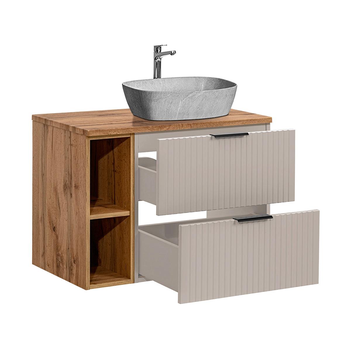WASCHTISCH 80.6cm Adriel Kaschmir, Holz und Stein - Beige, Holzwerkstoff (80.6/59/46cm) - Petits-meubles