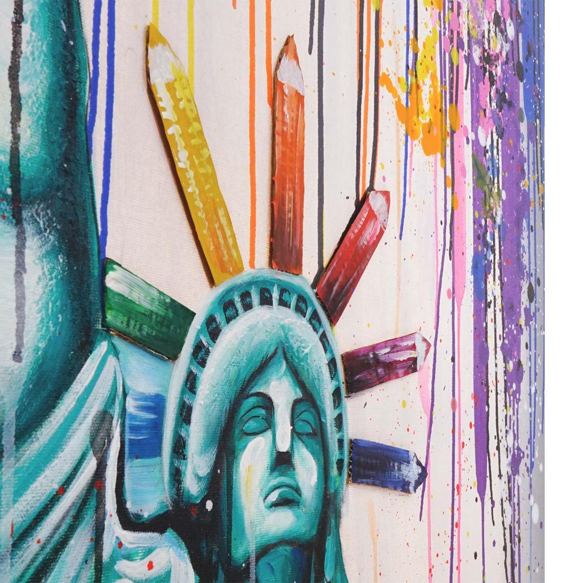 ÖLGEMÄLDE FREIHEITSSTATUE HANDGEMALT Mehrfarbig - Multicolor, Textil (80/100cm) - MCW