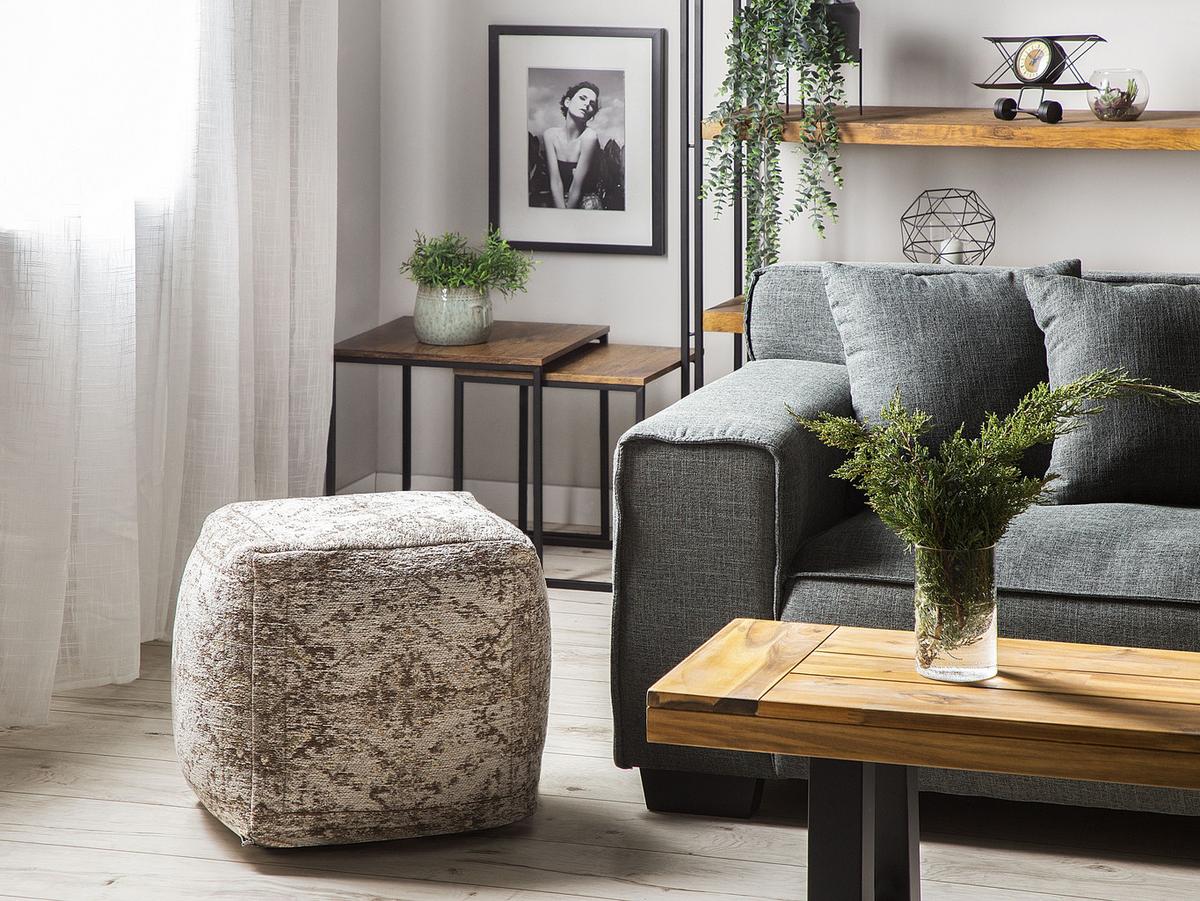 POUF Meerut 42/42/42 cm - Braun, Naturmaterialien/Textil (42/42/42cm) - Beliani