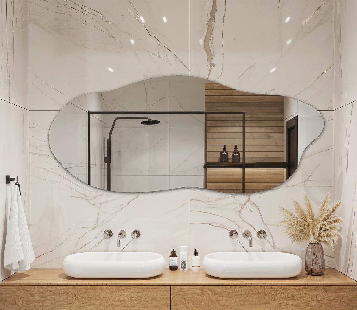 SPIEGEL 35x80 cm Asymmetrisch - Transparent, Glas (35/80/0.4cm) - Wallfluent