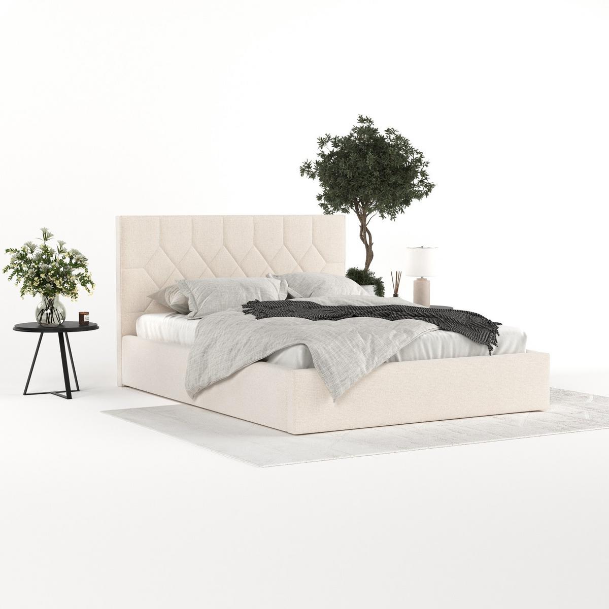 POLSTERBETT Brisa 140/200 cm Ecru im Asti Stoff - Ecru/Schwarz, Holz/Holzwerkstoff (140/200cm) - AltaBeds