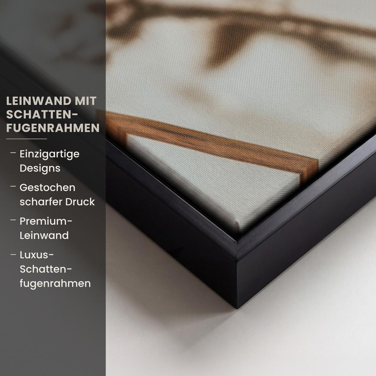 LEINWAND Bilder mit Rahmen - Blumen - Winter - Weiß - Schnee - Beige - 60x90 - Creme, Textil (60/90cm) - MuchoWow