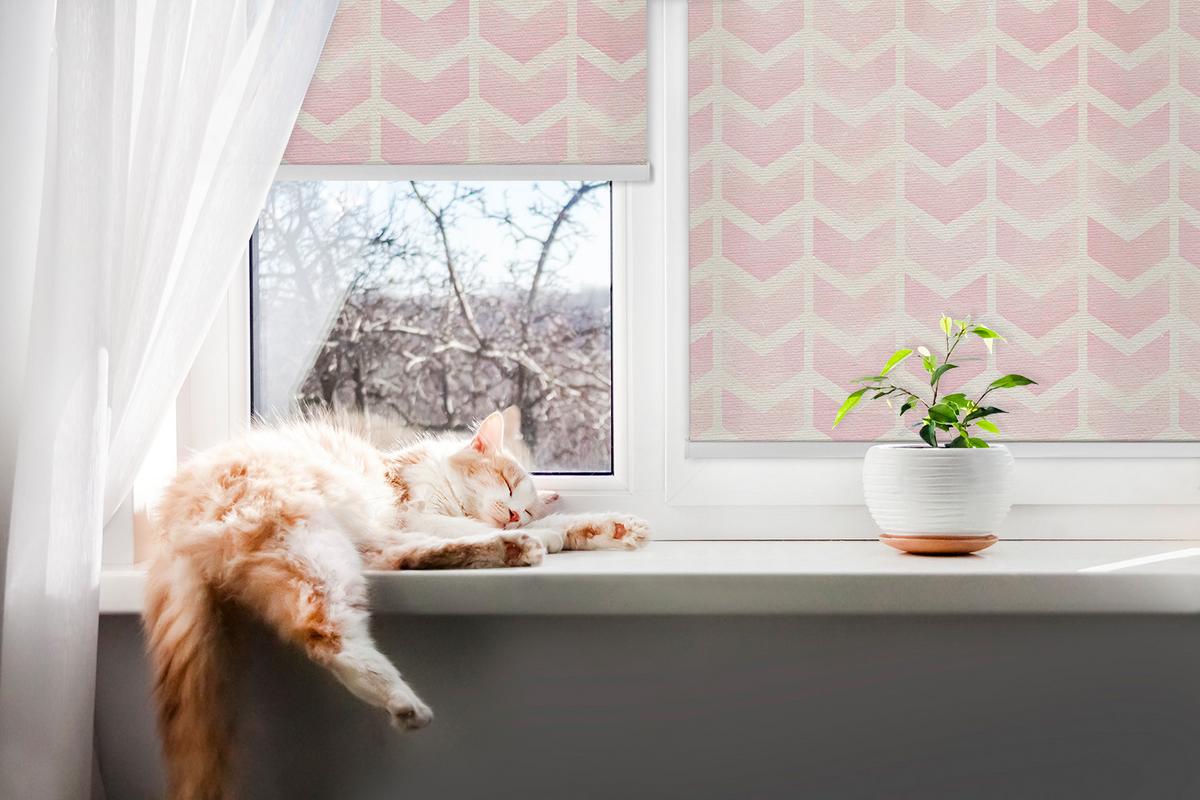 INNENROLLO - Fensterrollo - Rollo - 130x140 cm - Rosa Zickzacklinien - Pink, Kunststoff (130/140/0.5cm) - TULUP