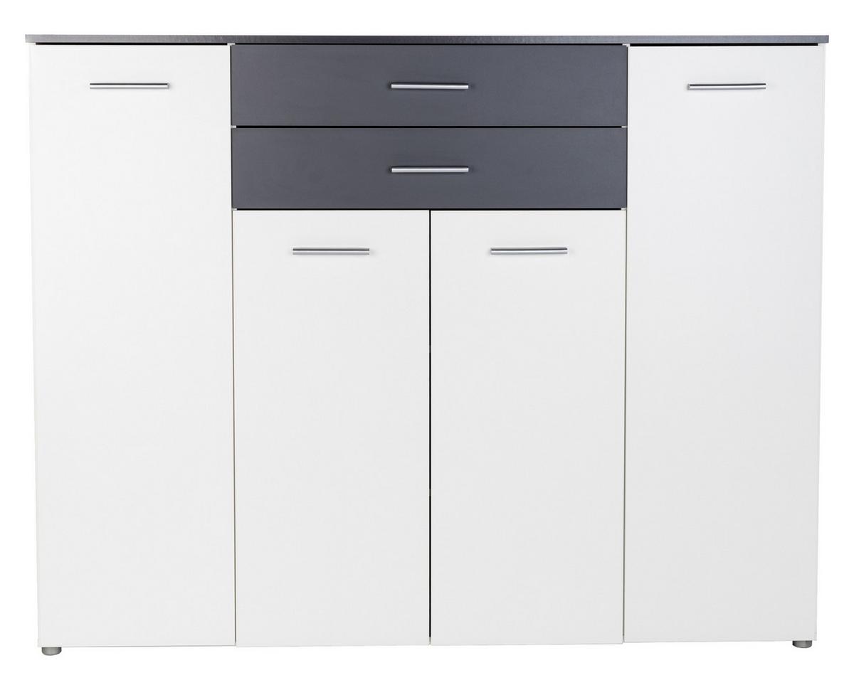 HIGHBOARD Kommode Prato - Anthrazit/Silberfarben, Holzwerkstoff/Kunststoff (156/123/39cm) - arthur berndt