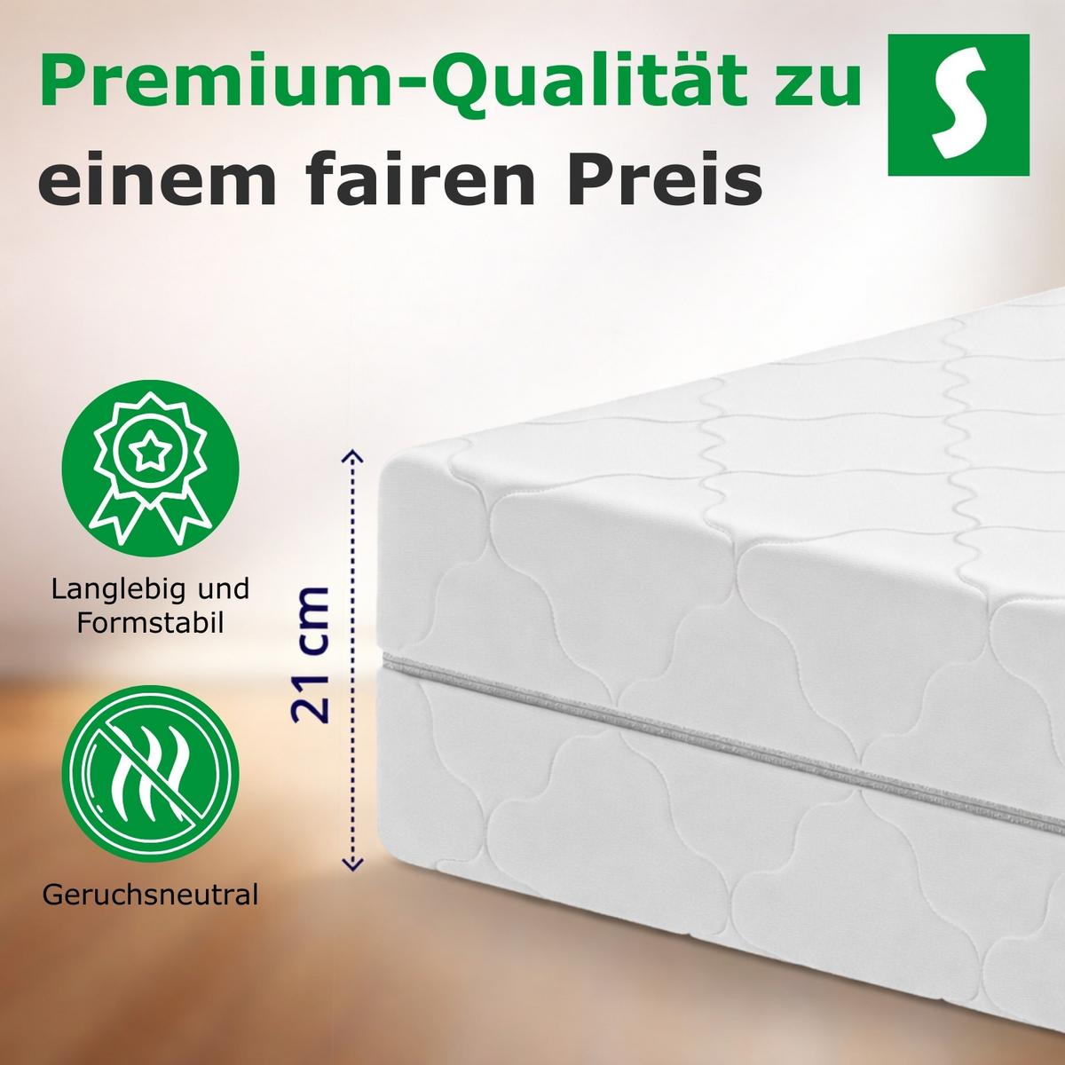 FEDERKERNMATRATZE H3 Komfort 90x190 - Weiß, Textil (90/190cm) - Schlaftroll