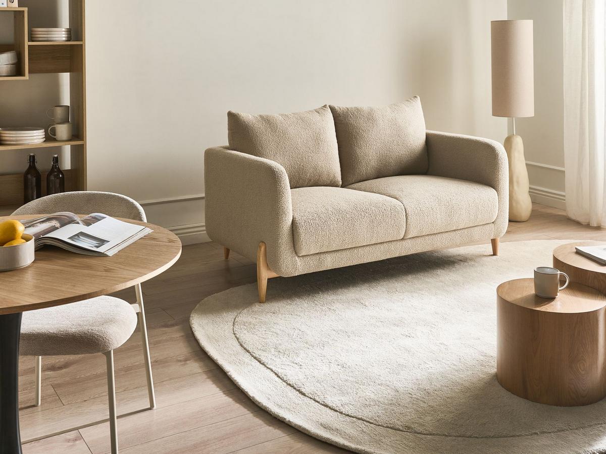 2-SITZER-SOFA Bouclé Beige Gimo - Hellbraun, Textil (149/83/80cm) - Beliani