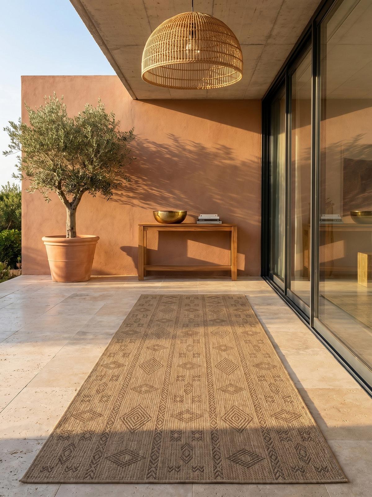 TEPPICH Outdoor KASBERG in Schwarz, im Vintage-Stil, 80 x 150 cm - Beige, Textil (80/150cm) - KADIMA DESIGN
