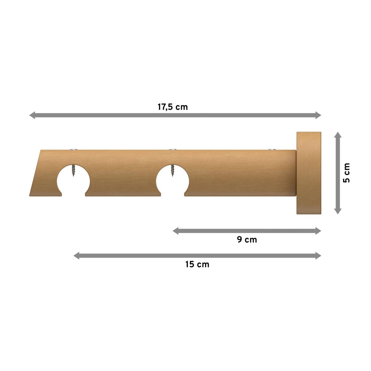 TRÄGER FÜR GARDINENSTANGEN INNENLAUF 20 mm Ø, Talent 2-läufig, Buche - Buchefarben, Holz (18/5.3/5.3cm) - INTERDECO