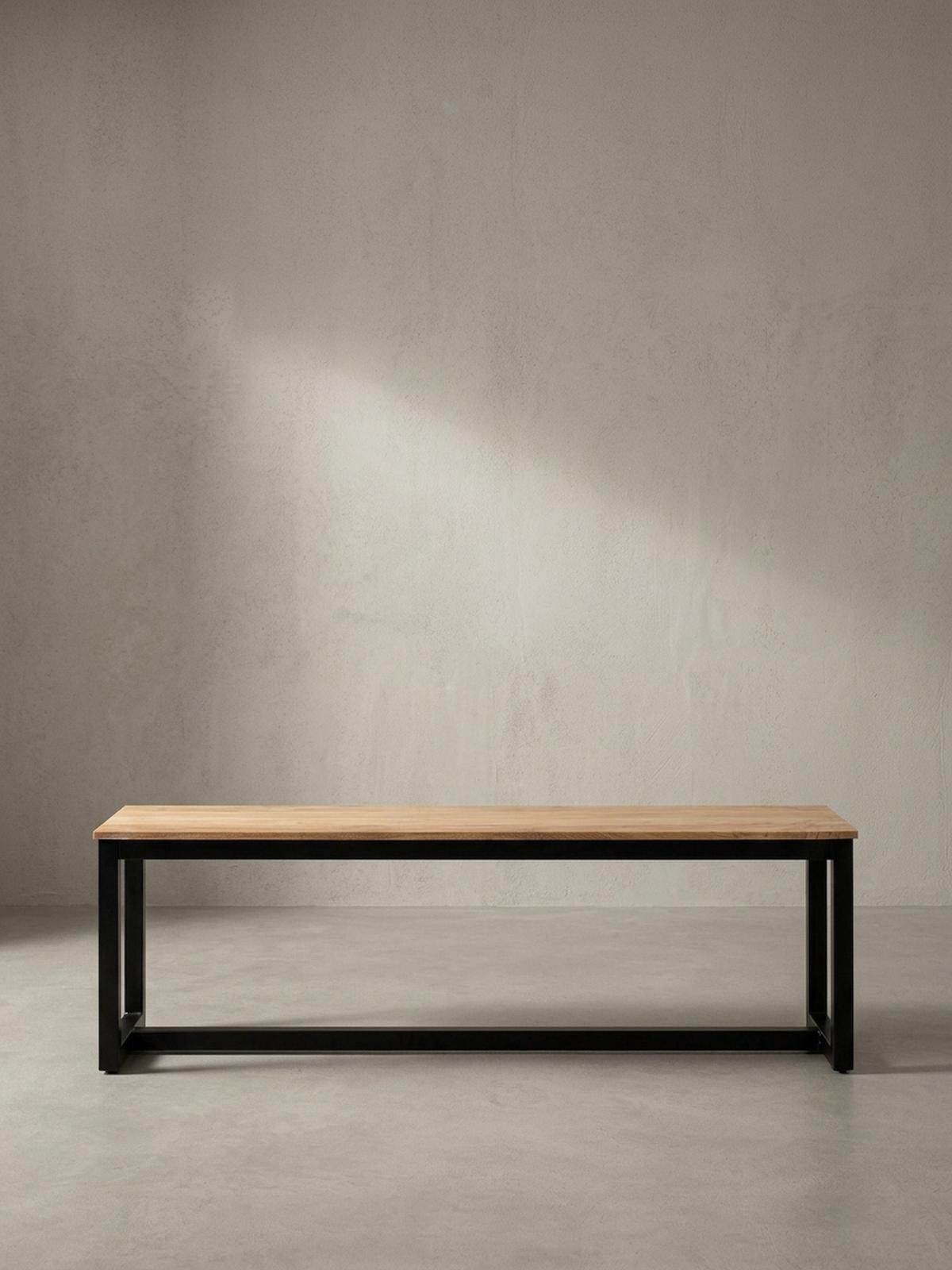 ESSZIMMERBANK Massivholz Metall Loft-Stil ohne Lehne, Akazie 160x40x45 cm - Schwarz/Braun, Holz/Metall (160/45/40cm) - KADIMA DESIGN
