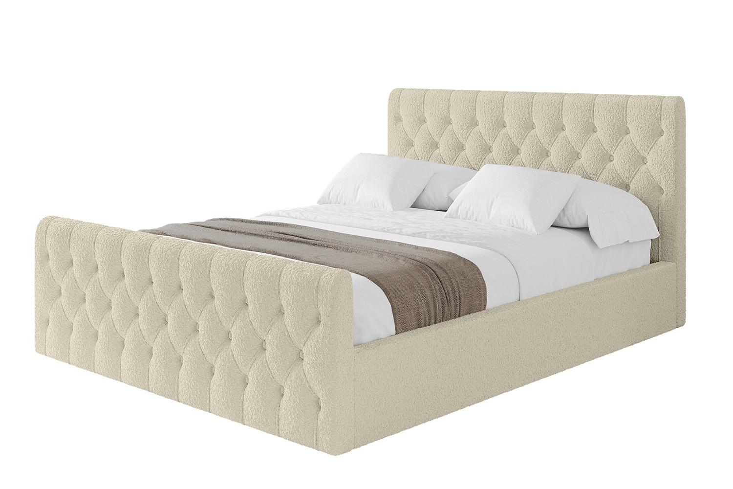 POLSTERBETT mit Bettkasten, Fußteil und Lattenrost, Boxbett mit Matratze H3/H4 - RENO-Z 180x200 Beige - Taupe, Holzwerkstoff/Textil (180/200cm) - ALTDECOR