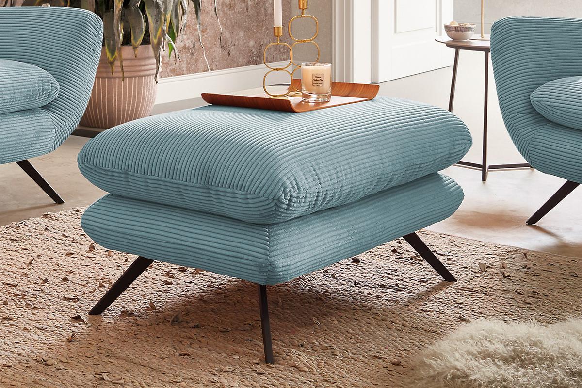 SITZGRUPPE CHARME Hellblau Cord - Hellblau, Textil (200/94/95cm) - KAWOLA