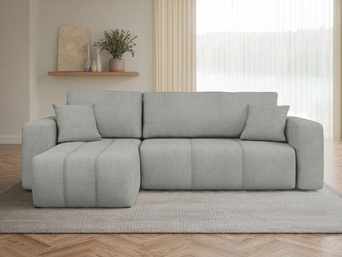ECKSOFA Furyn Boucle - Schwarz/Grau, Holzwerkstoff/Kunststoff (244/145cm) - MIRJAN24