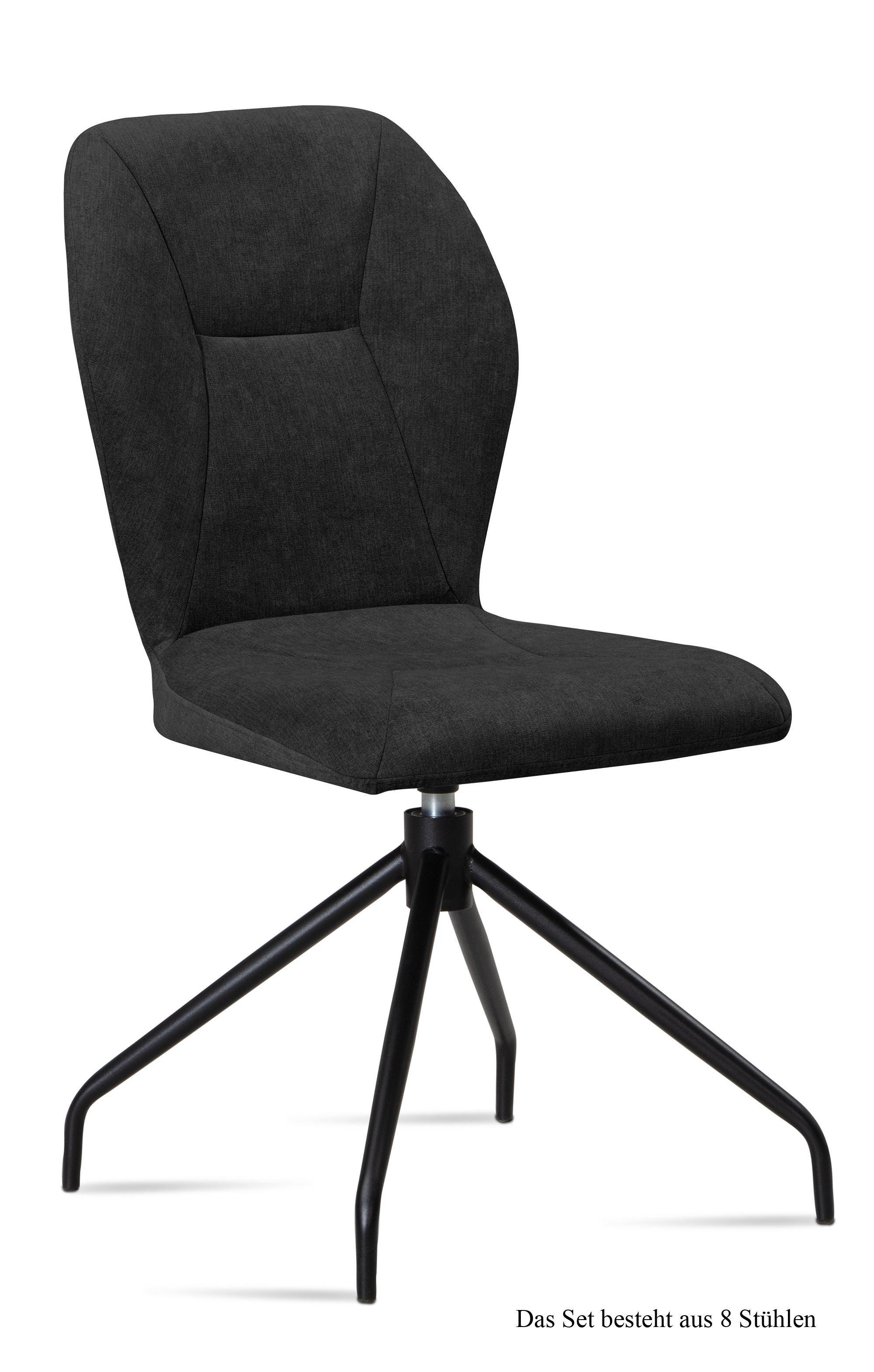 ESSZIMMERSTUHL drehbar (8er-Set) Dorene 51x92x60 Schwarz/Anthrazit - Anthrazit/Schwarz, Kunststoff (60/92/51cm) - 58aufmkessel