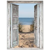 GARTENPOSTER Düne - Strand - Aussicht - Sommer Gartendekoration 120x160 cm - Hellgrau, Kunststoff (120/160/0.2cm) - OnlyWow
